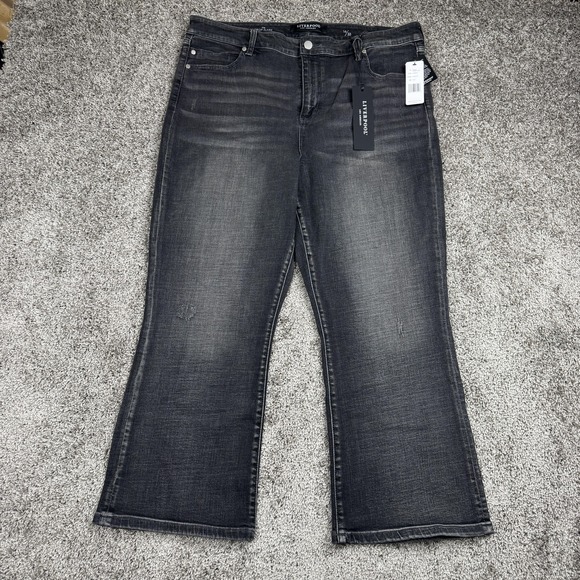 Liverpool Jeans Company Denim - Liverpool Jeans Womens 16/33 Gray Cropped Flare Stretch Denim Chic NEW‎